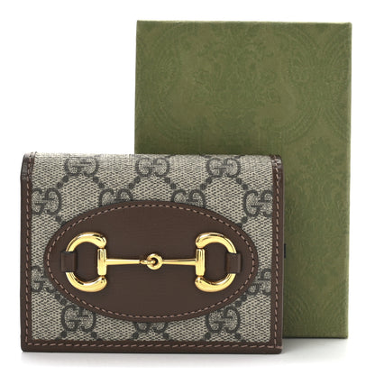 Gucci GG Supreme Monogram Horsebit 1955 Card Case Wallet Beige Ebony Brown Sugar 8 of 8