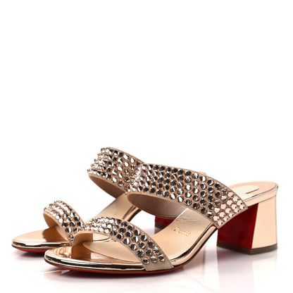 Christian Louboutin Suede Specchio Spikes Krystal Fever Version 85 Slide Sandals 36 Gold 3 of 7