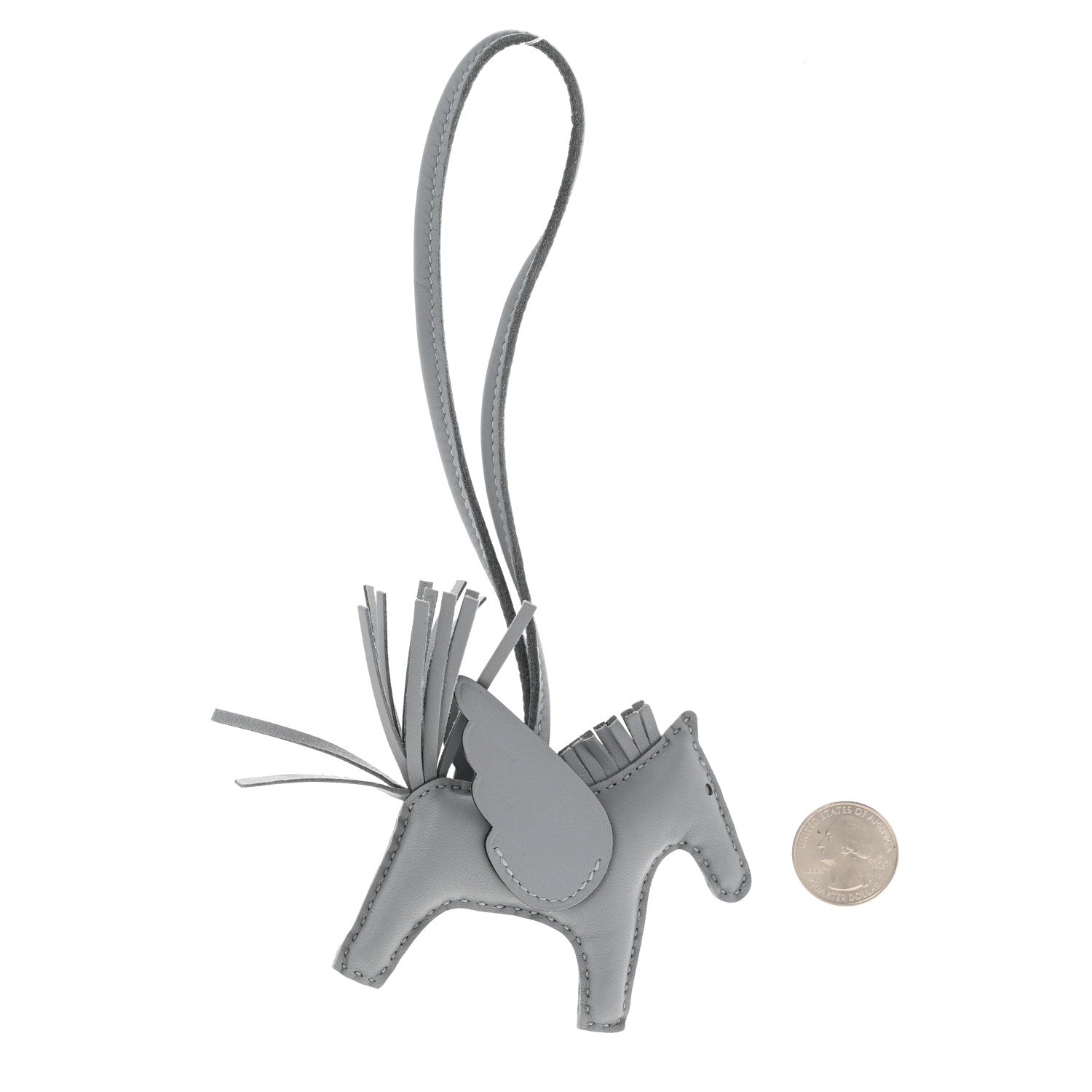 Hermes Milo Lambskin Grigri Rodeo Pegase Horse Bag Charm PM Gris Pantin 2 of 5