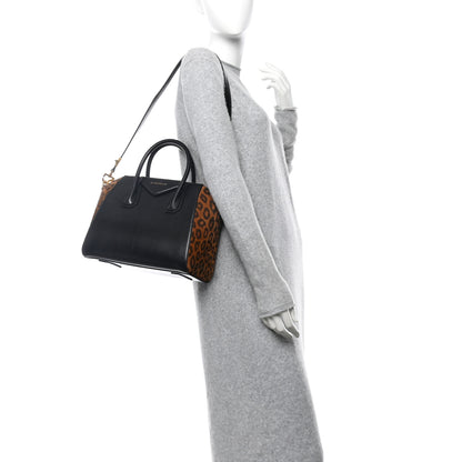Givenchy Calfskin Suede Leopard Print Small Antigona Black 2 of 10