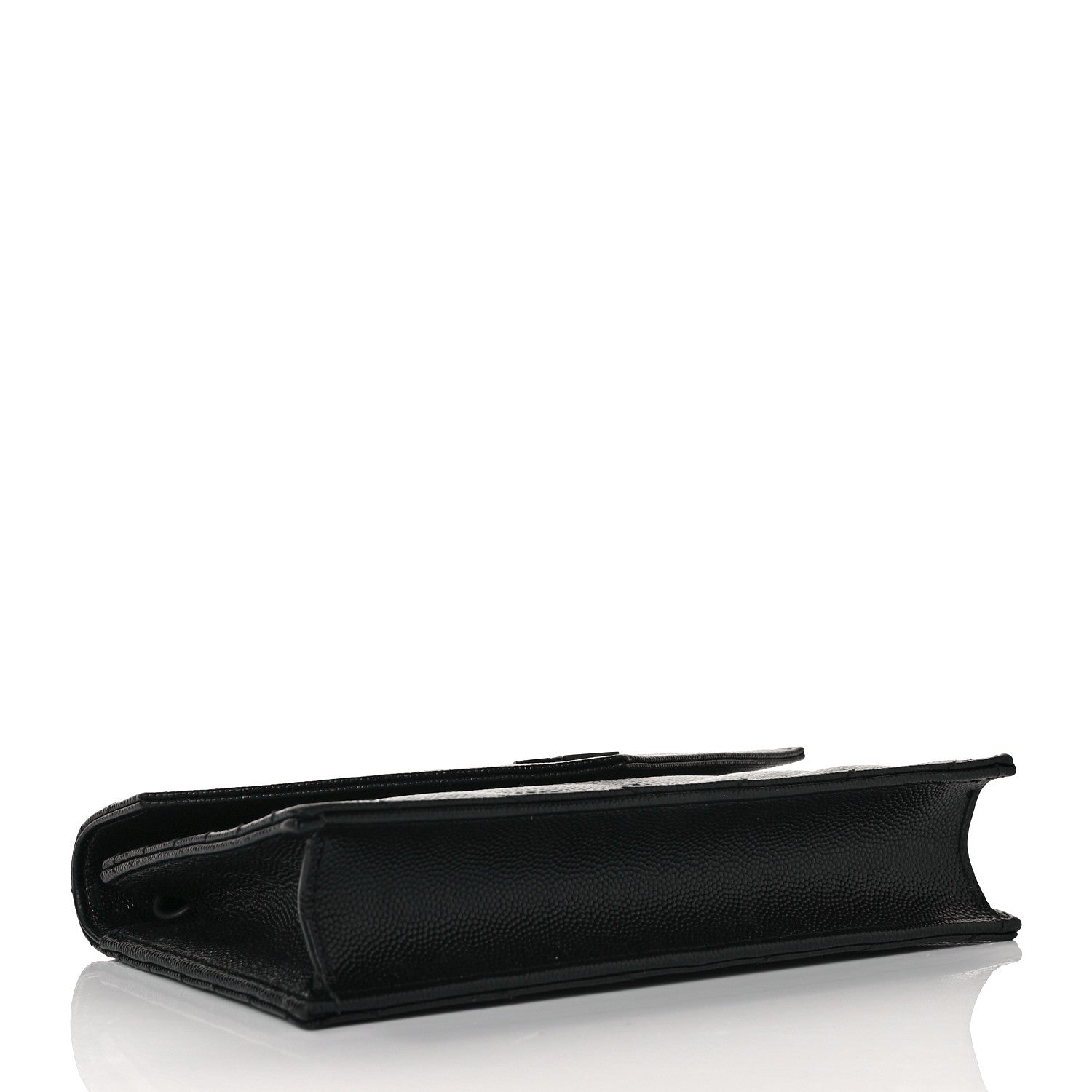 Saint Laurent Grain De Poudre Matelasse Chevron Monogram Monochrome Envelope Chain Wallet Black 4 of 9