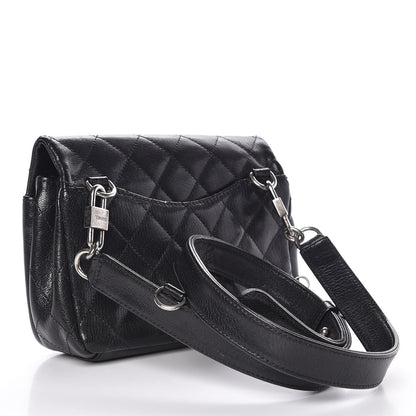 Chanel Shiny Goatskin Quilted Small Double Carry Waist Chain Flap Black 4 of 9