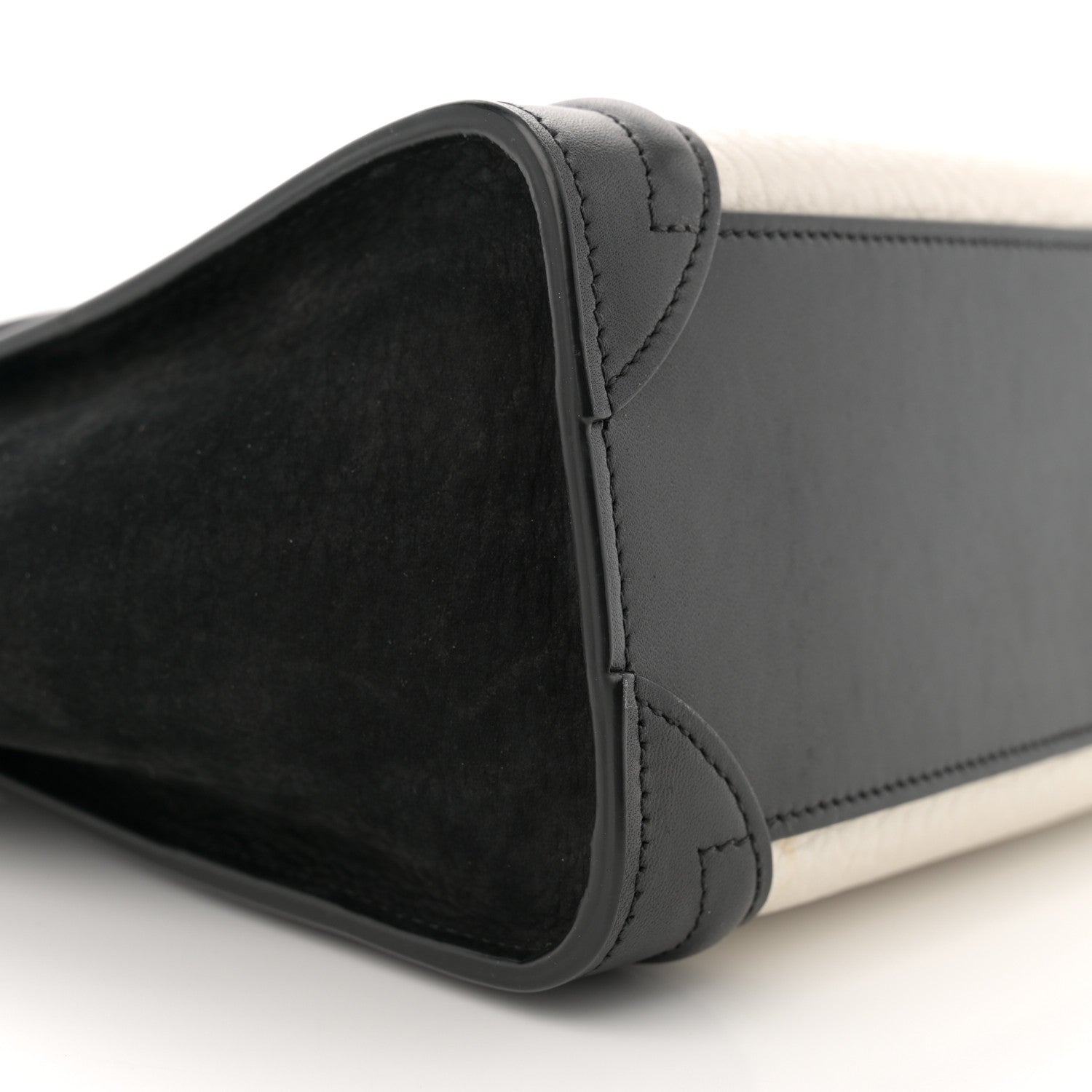 Celine Bullhide Calfskin Nubuck Bi-Color Nano Luggage Black White 8 of 14