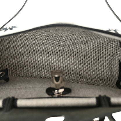 Hermes H Plume Canvas Vache Hunter Circuit Rider Hobnailed Herbag Zip Retourne 31 PM Black Ecru 6 of 12