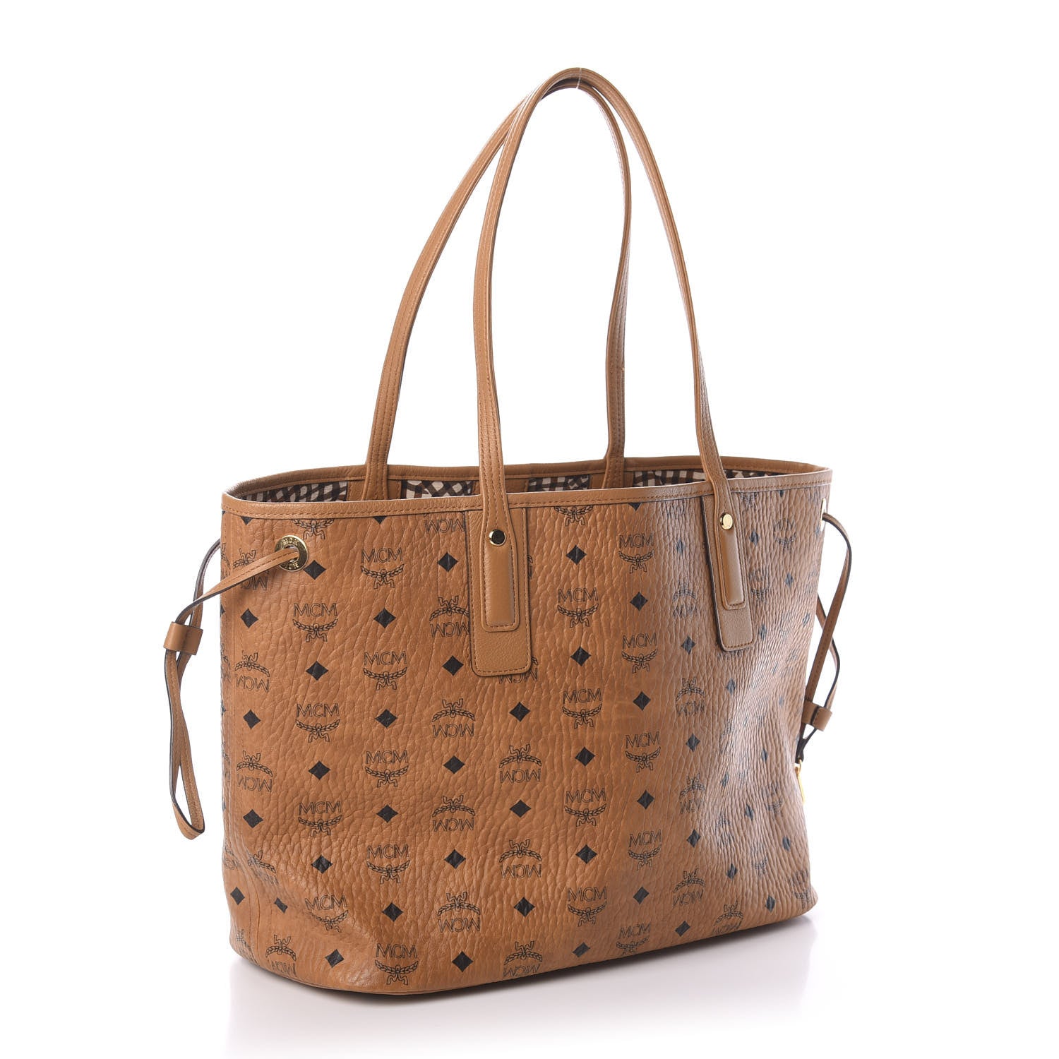 MCM Visetos Medium Liz Reversible Shopper Tote Cognac 6 of 14