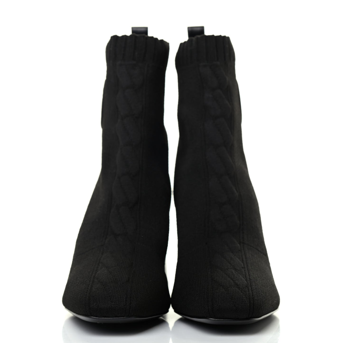Knit Calfskin Volver Ankle Boots 37 Black