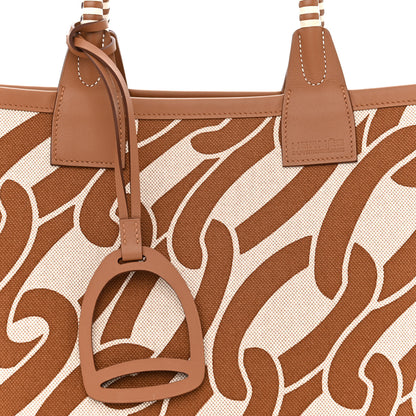 Hermes H Plume Canvas Swift Printed Maillons & Co Steeple 25 Bag Fauve Ecru Beige Gold 10 of 12
