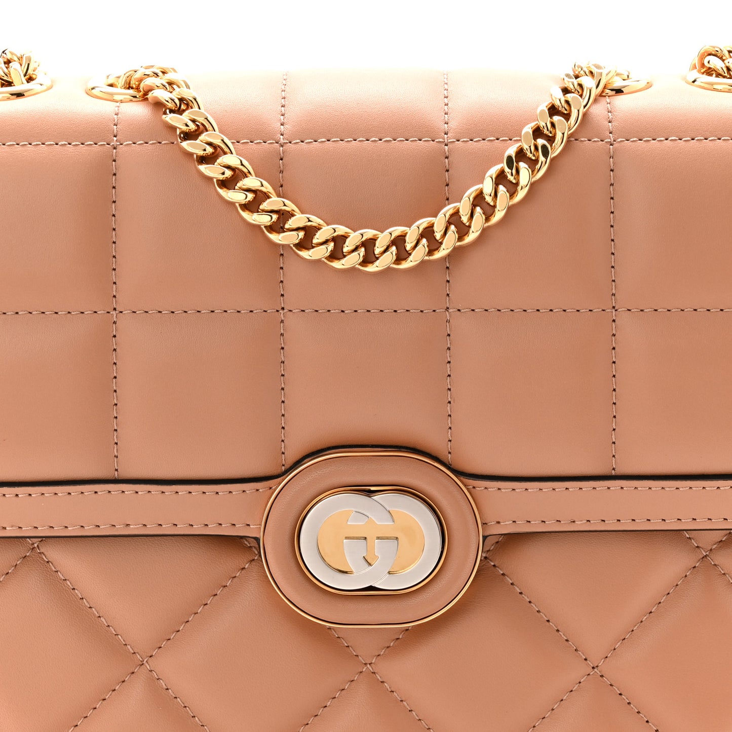 Calfskin Quilted Small Deco Shoulder Bag Camelia