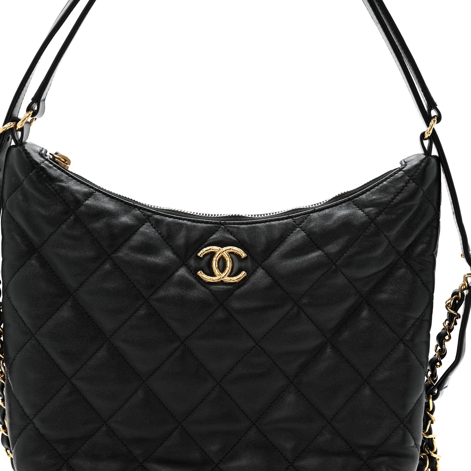 Chanel Lambskin Quilted Maxi Hobo Black 9 of 11