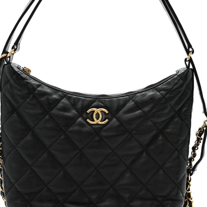 Chanel Lambskin Quilted Maxi Hobo Black 9 of 11