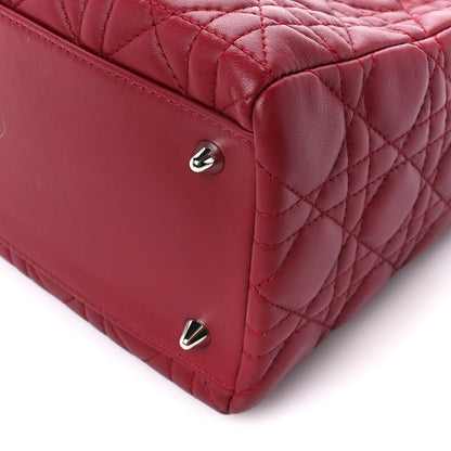 Christian Dior Lambskin Cannage Bow Medium Lady Dior Burgundy 10 of 10