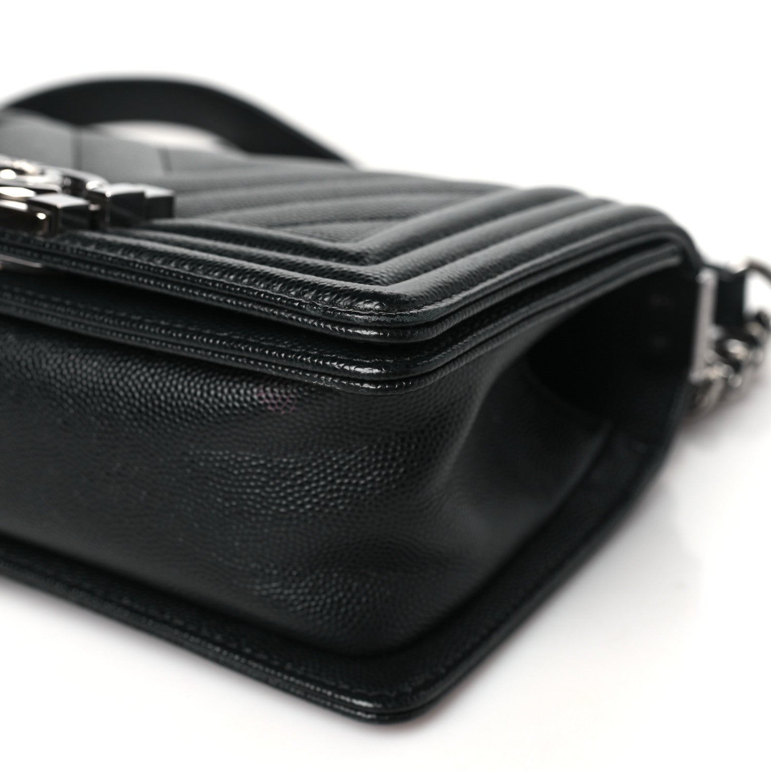 Chanel Caviar Chevron Quilted Small Boy Flap Black 10 of 10