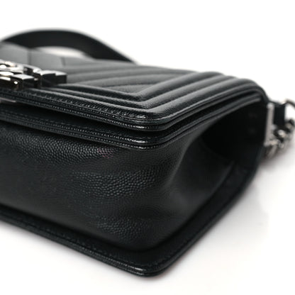 Chanel Caviar Chevron Quilted Small Boy Flap Black 10 of 10