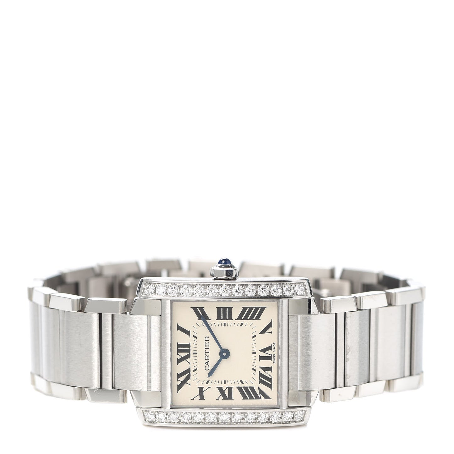 Stainless Steel Diamond Bezel 25mm Tank Francaise Quartz Watch