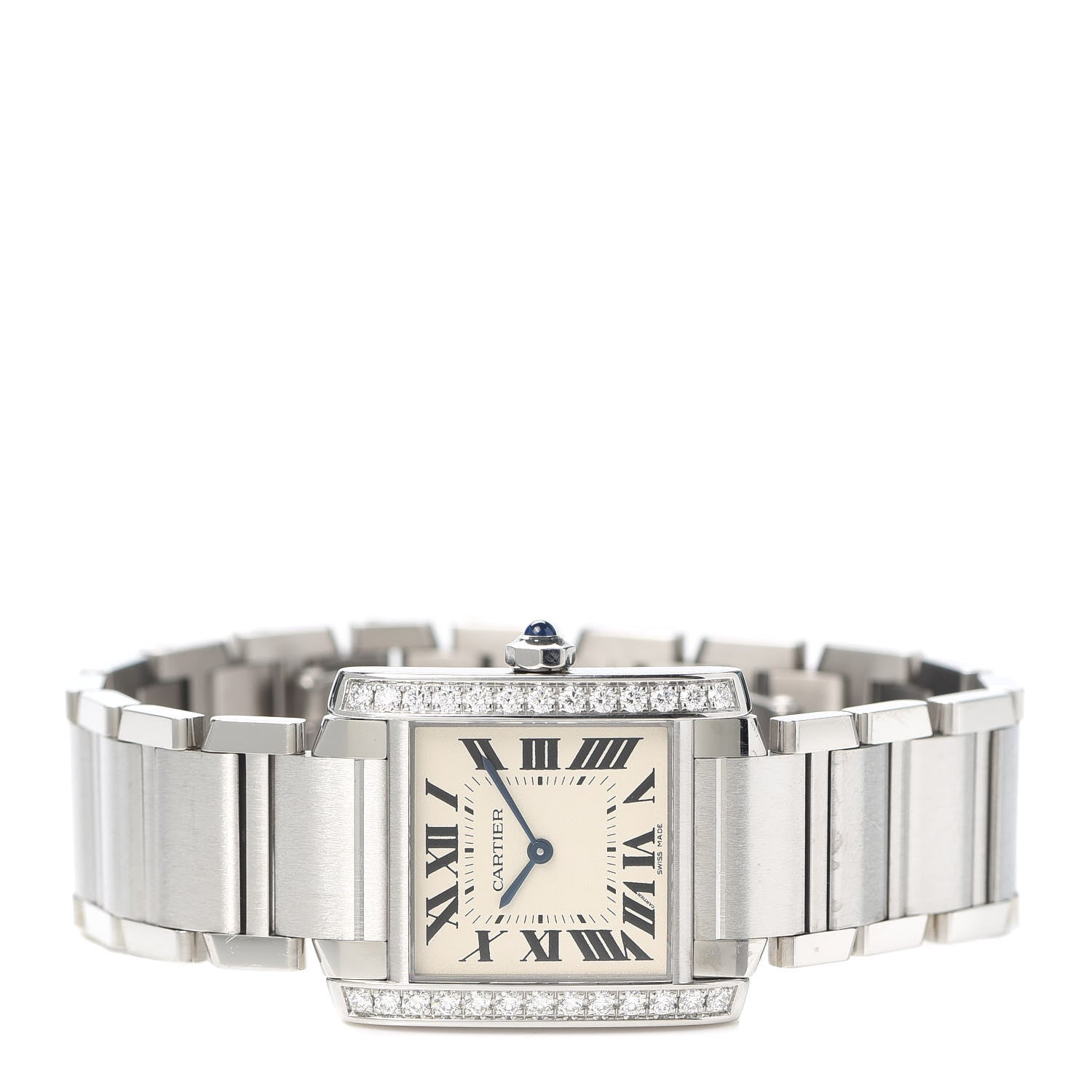 Cartier Stainless Steel Diamond Bezel 25mm Tank Francaise Quartz Watch 2 of 6