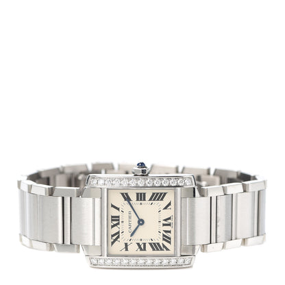 Cartier Stainless Steel Diamond Bezel 25mm Tank Francaise Quartz Watch 2 of 6