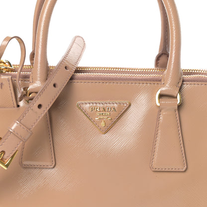 Prada Saffiano Vernice Small Galleria Double Zip Tote Cammeo 7 of 9