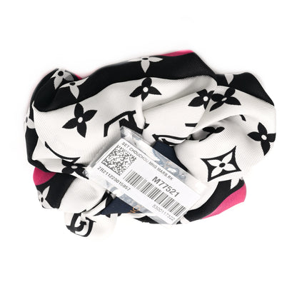 Louis Vuitton Silk Monogram Marbles Scrunchy Set Pink Khaki Beige 4 of 7
