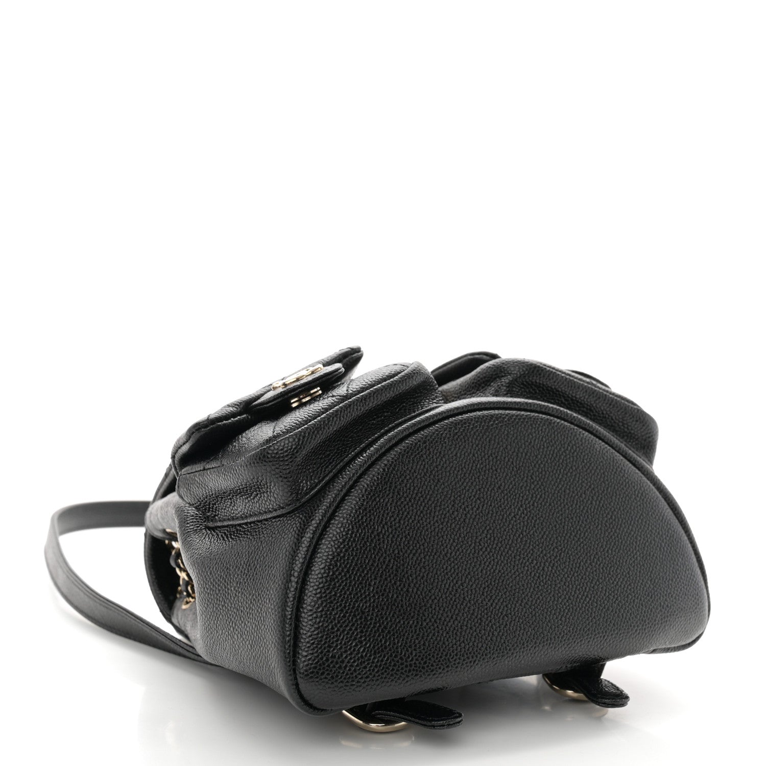 Chanel Shiny Caviar Quilted Small Duma Pockets Drawstring Backpack Black 4 of 10