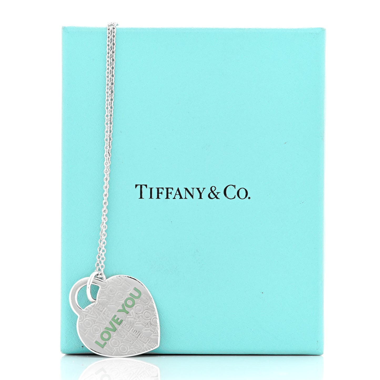 Sterling Silver Enamel LOVE YOU Heart Pendant Necklace Blue