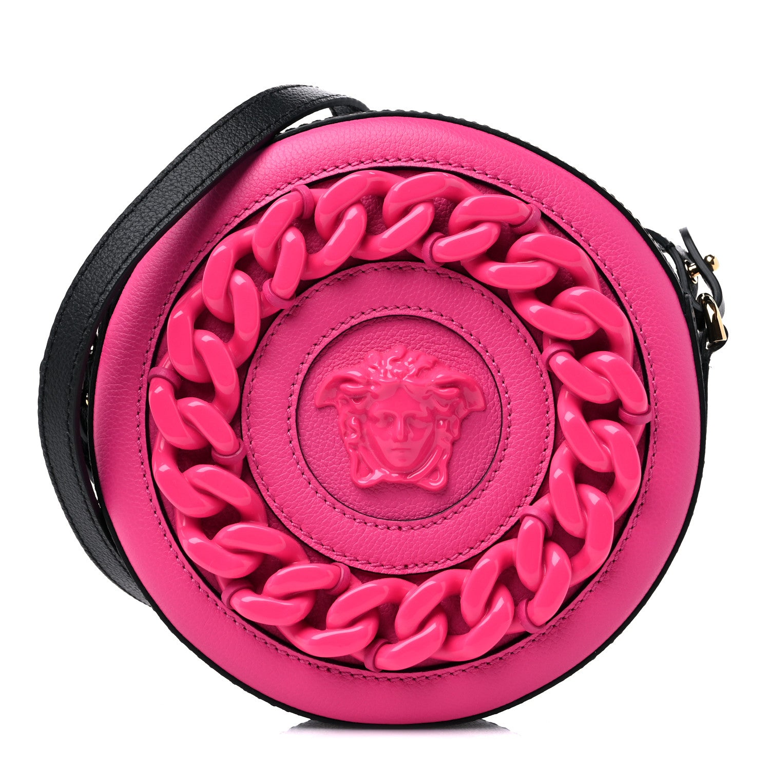 Versace Calfskin Mini La Medusa Chain Round Crossbody Bag Fuchsia 1 of 8