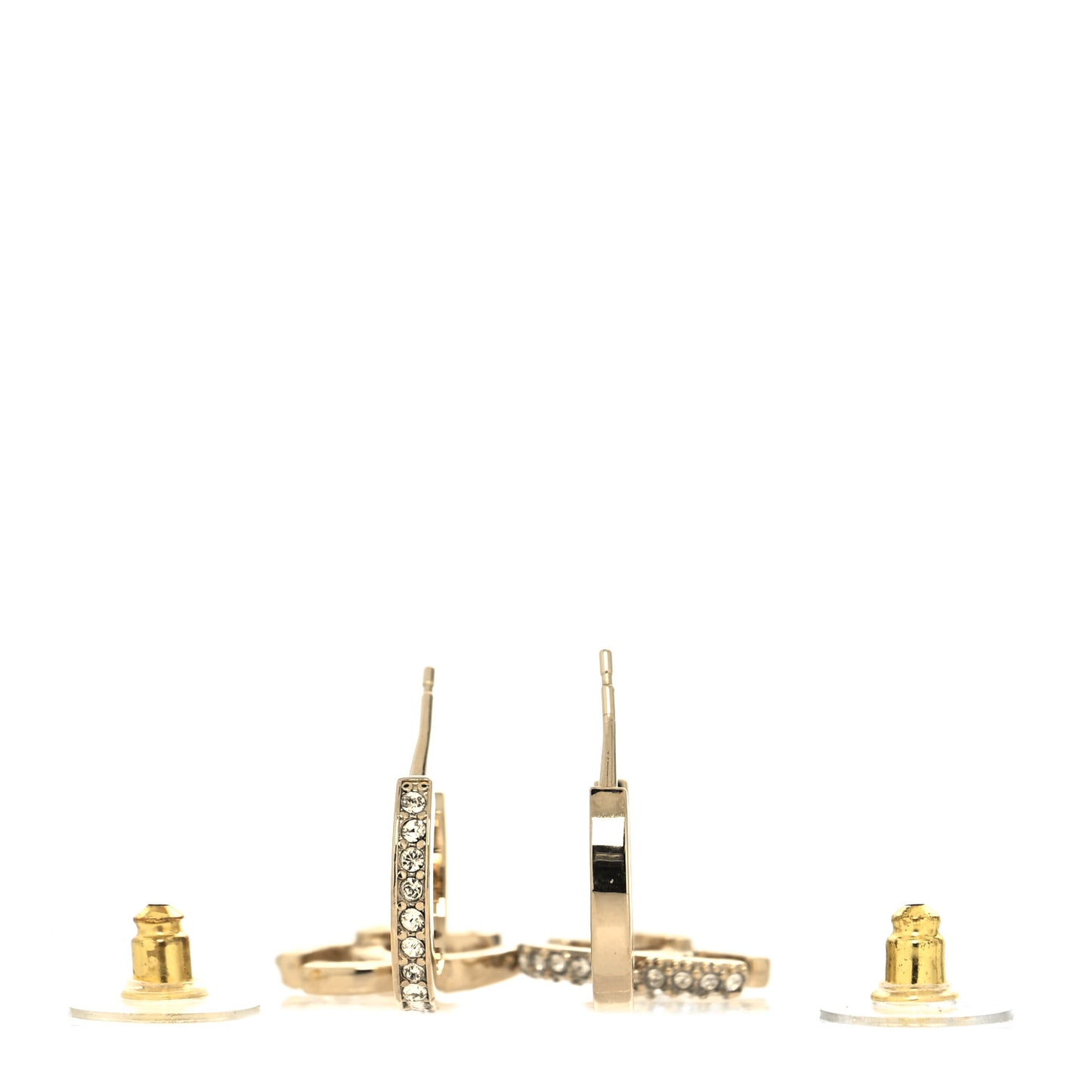 Crystal Bead CC Hoop Drop Earrings Light Gold