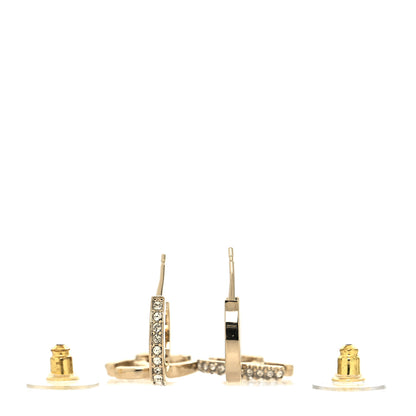 Chanel Crystal Bead CC Hoop Drop Earrings Light Gold 3 of 4