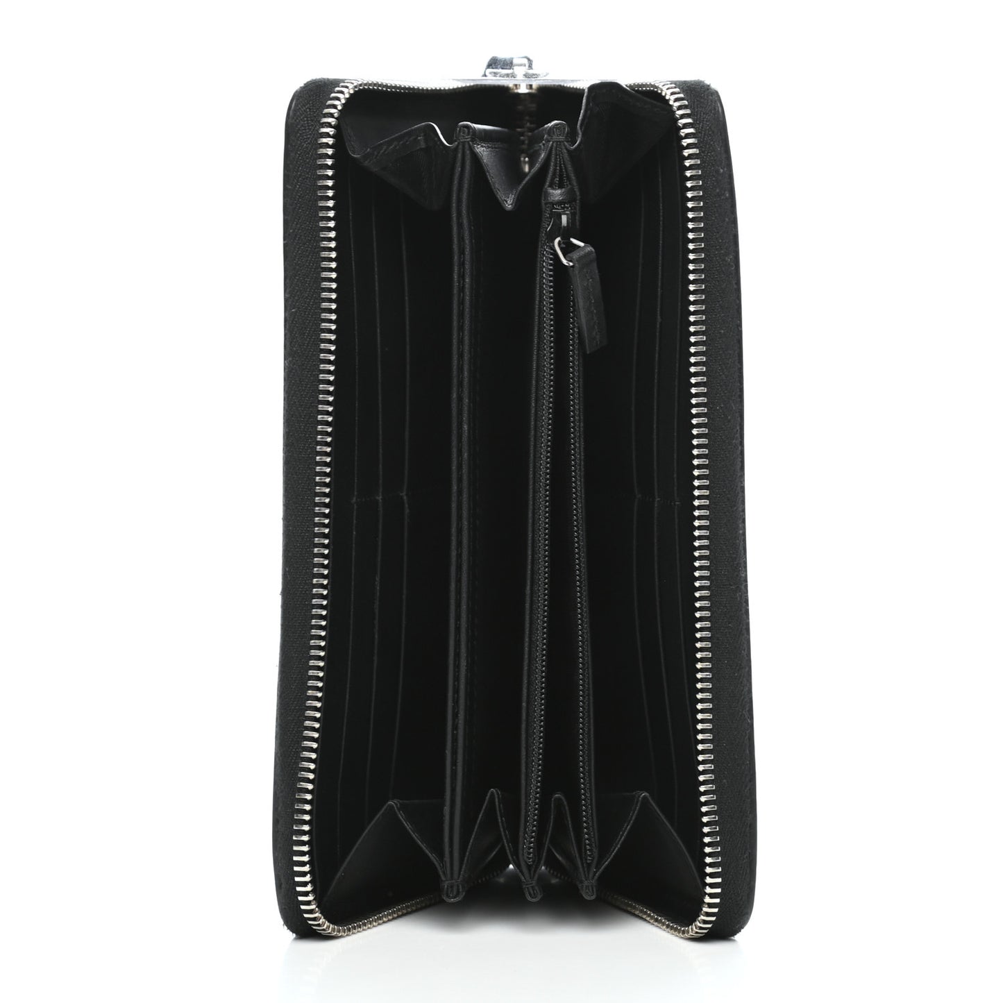 X SEGA Calfskin GUCCY Stars Zip Around Wallet Black Gold