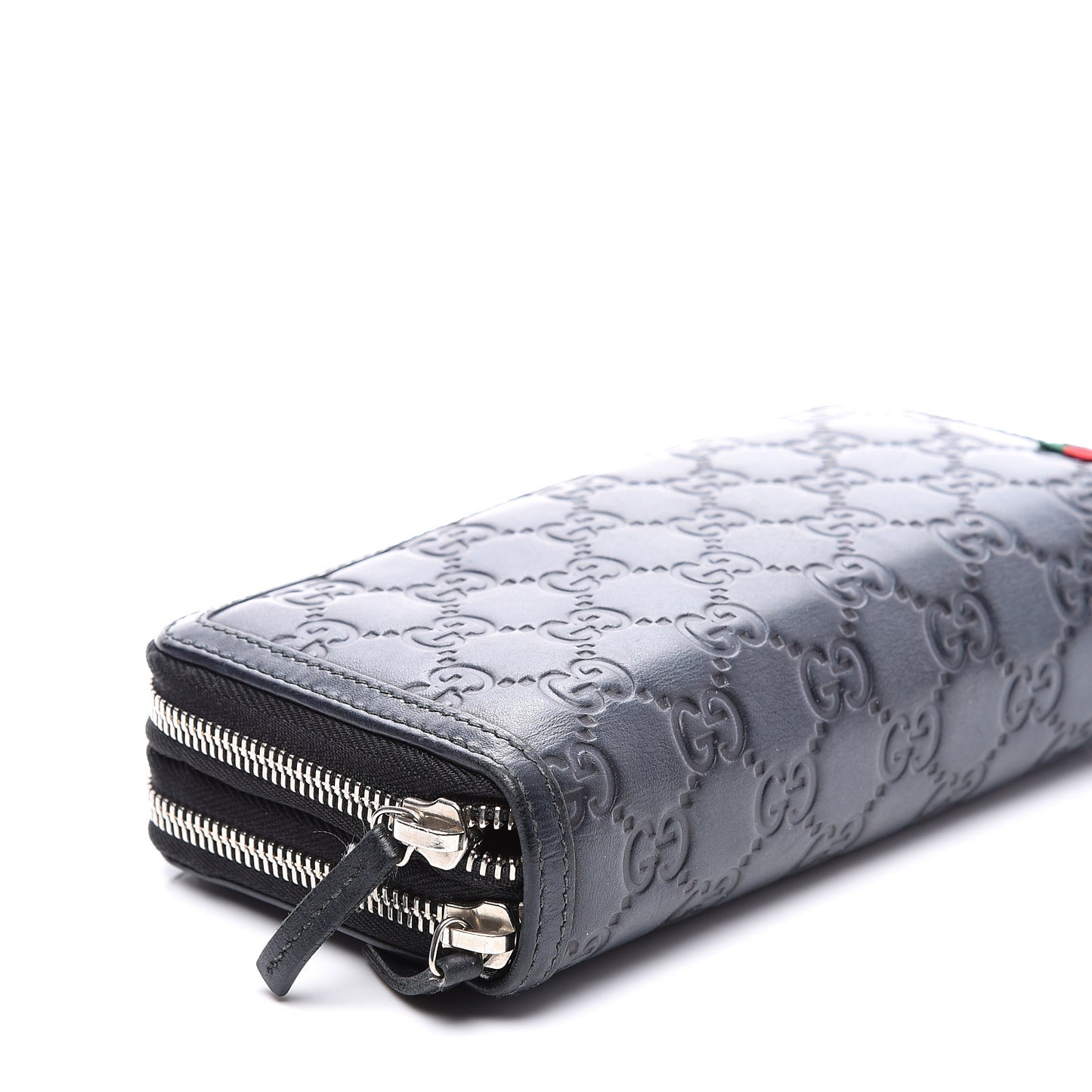 Guccissima Large Double Zip Around Wallet Black