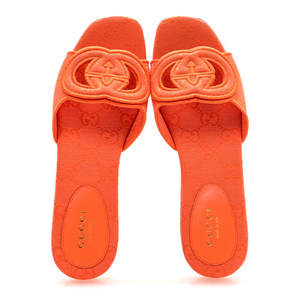 Gucci GG Canvas Interlocking G Cut Out Slide Sandals 37 Orange 2 of 8