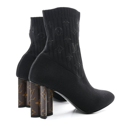 Louis Vuitton Monogram Stretch Fabric Silhouette Ankle Boots 38 Black 4 of 9