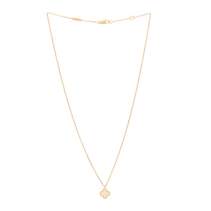 Van Cleef & Arpels 18K Yellow Gold Mother of Pearl Sweet Alhambra Pendant Necklace 3 of 4