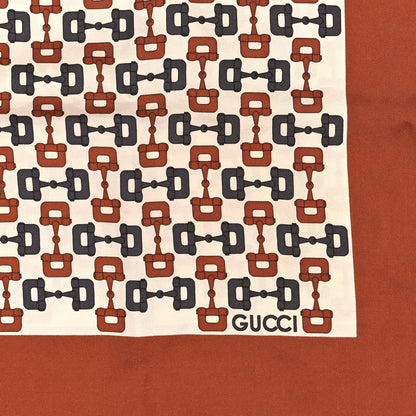 Gucci Silk Horsebit Square Scarf Ivory Brown 2 of 3