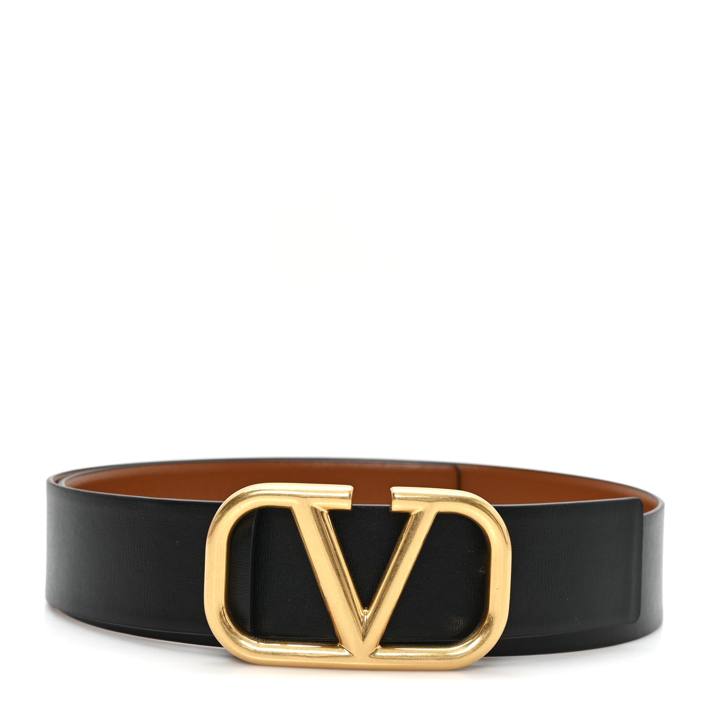Glossy Calfskin VLogo Reversible 40mm Belt 85 34 Saddle Brown Black