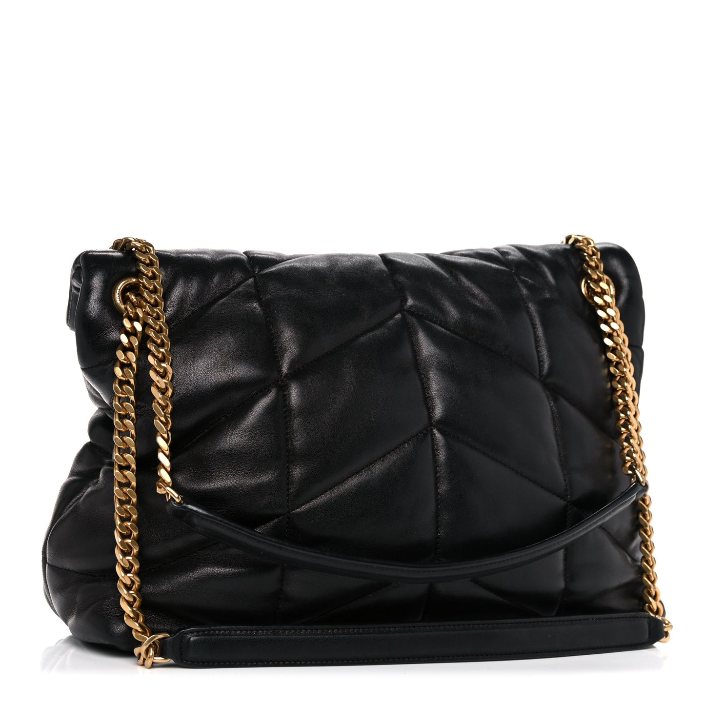 Lambskin Quilted Medium Loulou Puffer Monogram Chain Satchel Black