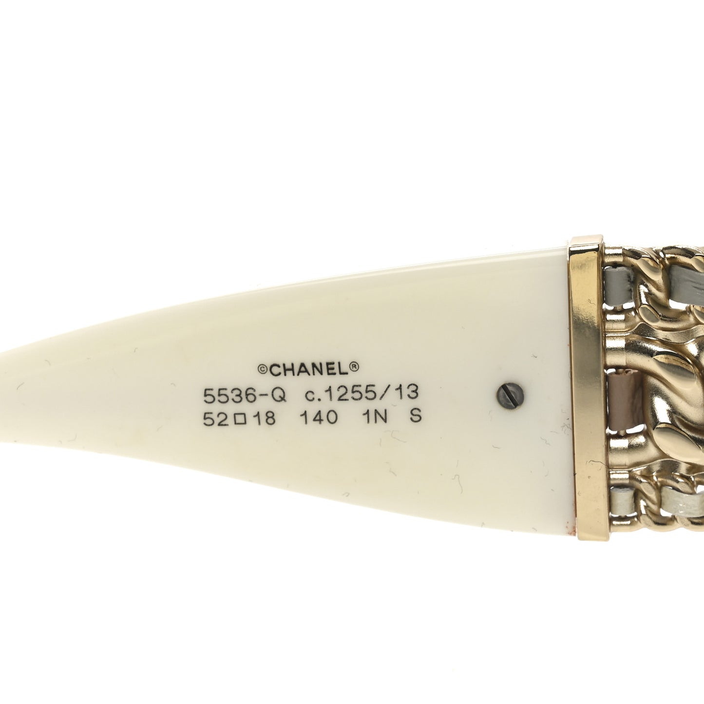 Acetate Calfskin Chain CC Sunglasses 5536-Q White