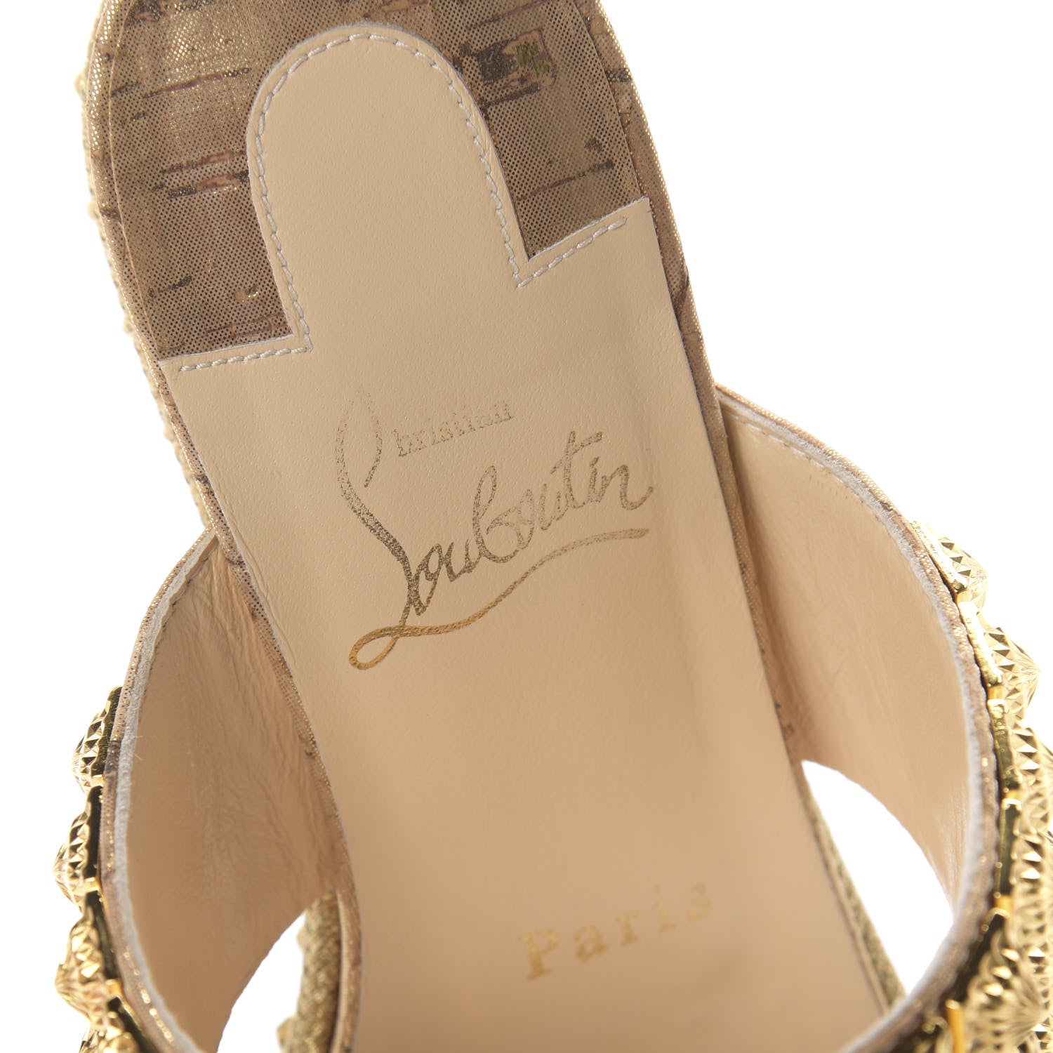 Christian Louboutin Liege Pepite 60 Platform Sandals 37 Version Gold 7 of 8