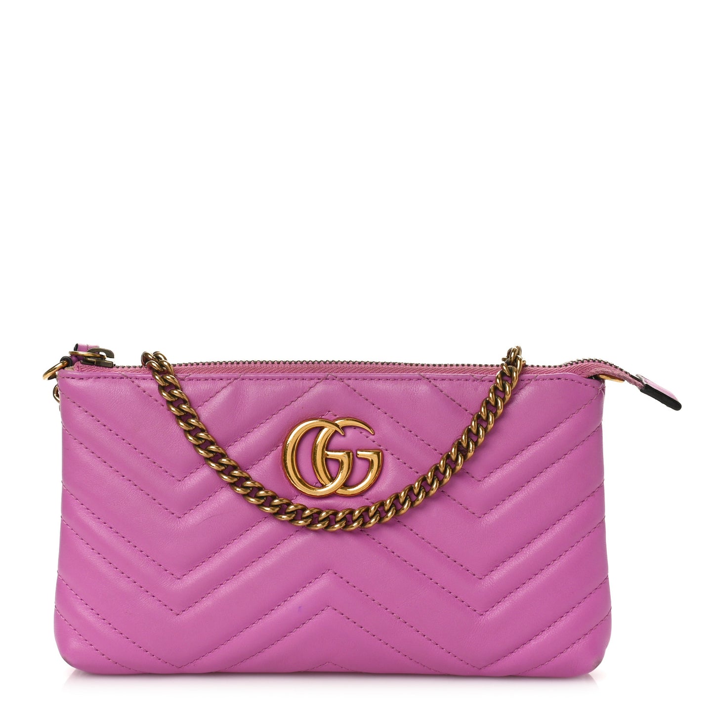 Calfskin Matelasse Mini GG Marmont Chain Bag Candy Mousse