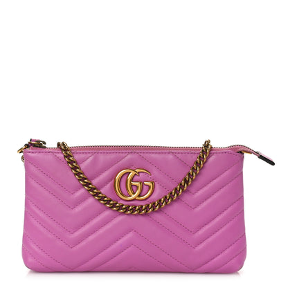 Gucci Calfskin Matelasse Mini GG Marmont Chain Bag Candy Mousse 1 of 11