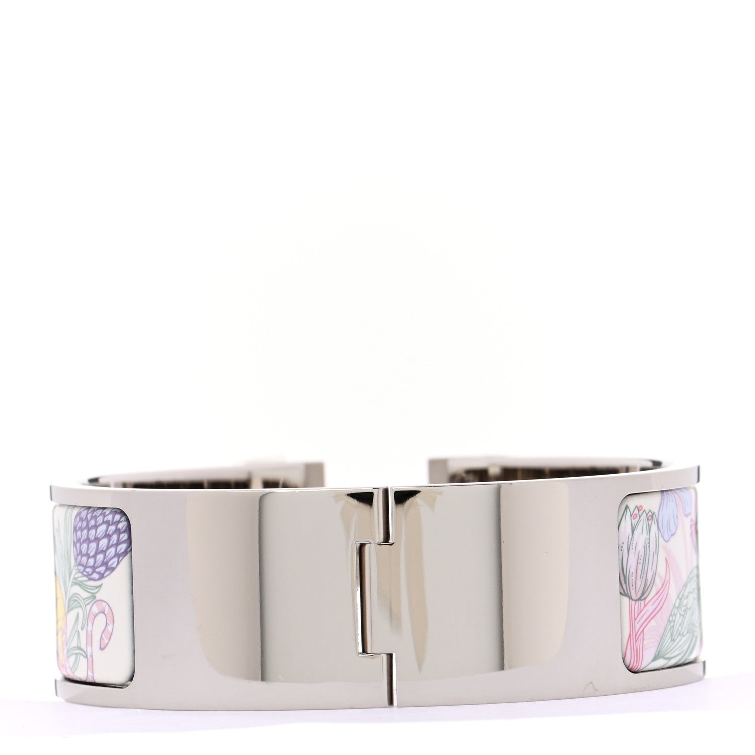 Hermes Enamel Printed Wide Precious Paradise Clic Clac H Bracelet PM Jasmin 3 of 5