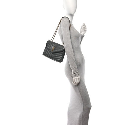 Saint Laurent Calfskin Y Quilted Monogram Small Loulou Chain Satchel Storm 2 of 10