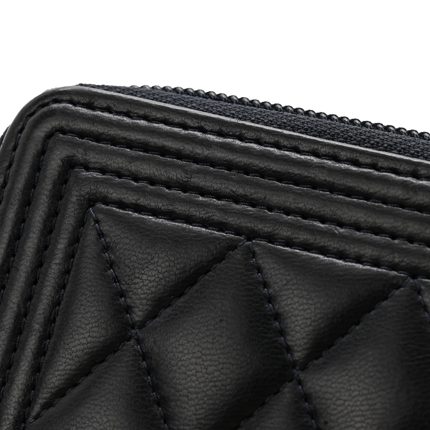 Chanel Lambskin Quilted Zip Around Boy Coin Purse Wallet Navy 11 of 11