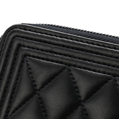 Chanel Lambskin Quilted Zip Around Boy Coin Purse Wallet Navy 11 of 11