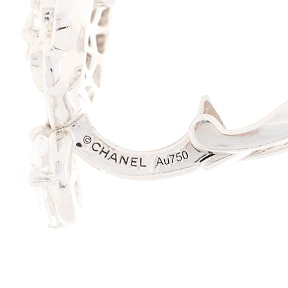Chanel 18K White Gold Diamond Camelia Precieux Clip-On Earrings 4 of 5
