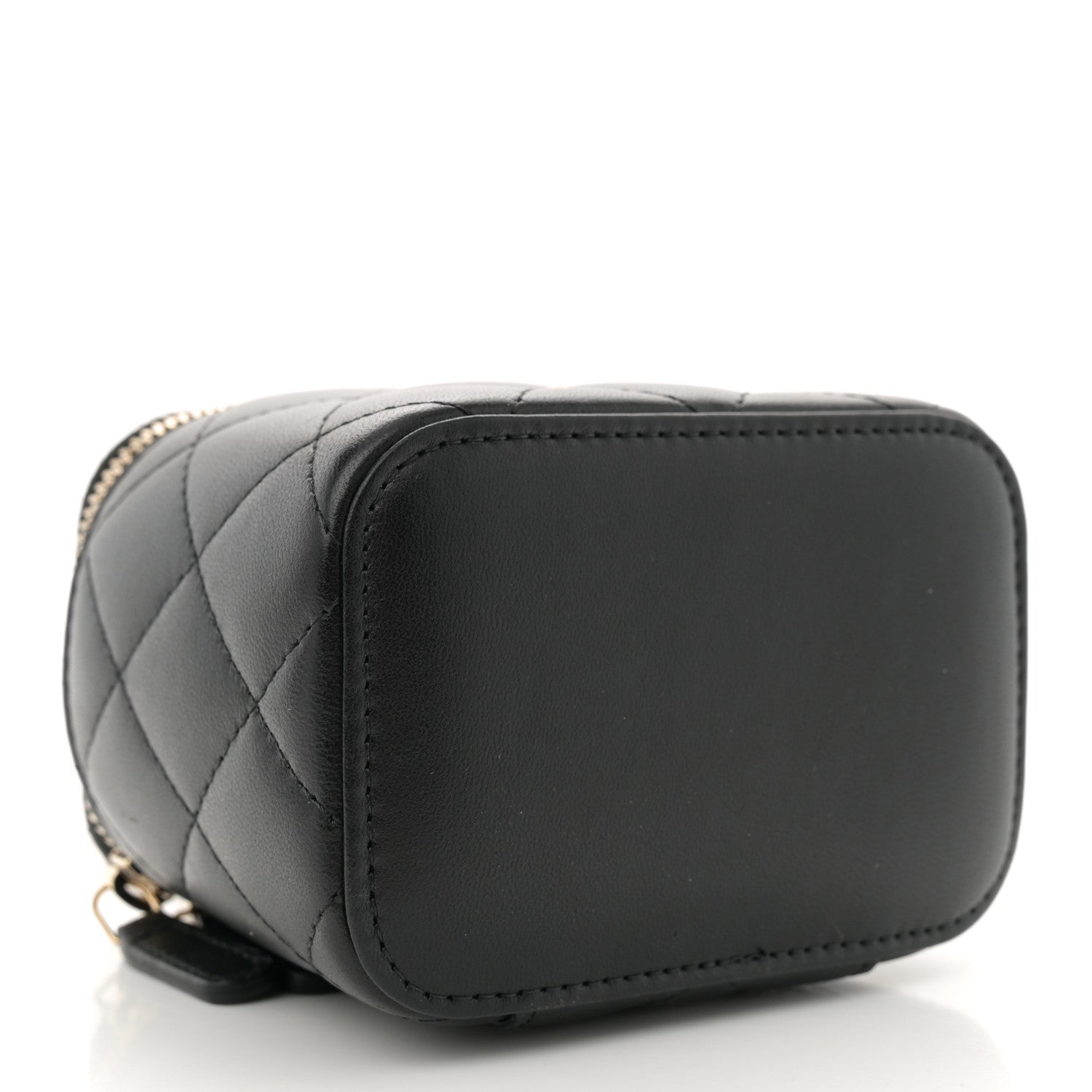 Chanel Lambskin Quilted Mini Vanity Case With Pearl Chain Black 4 of 11