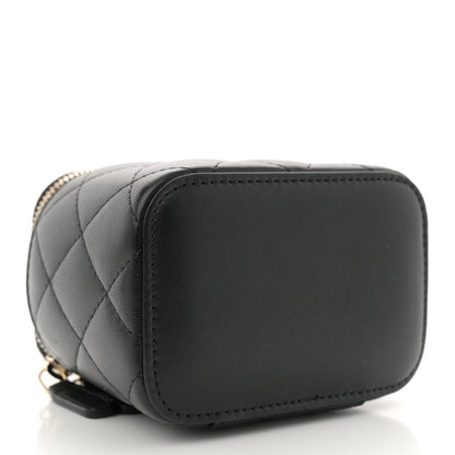 Chanel Lambskin Quilted Mini Vanity Case With Pearl Chain Black 4 of 11