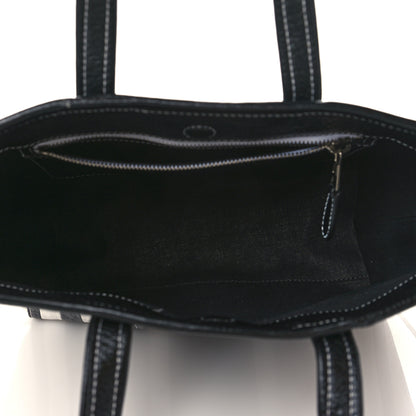 Balenciaga Agneau Arena Striped Patchwork Small Barbes East West Shopper Black White 4 of 6