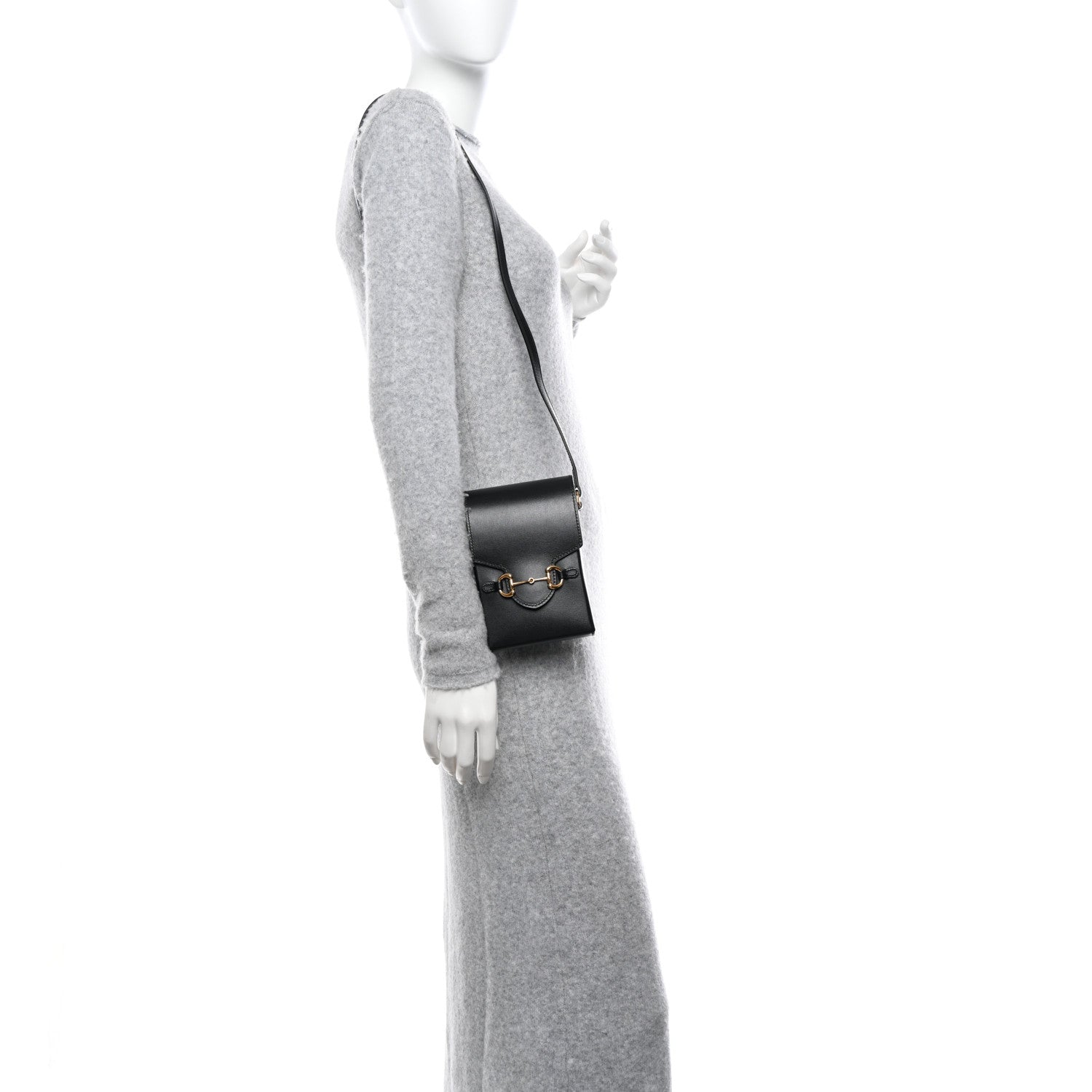 Gucci Boarded Plutone Calfskin Mini Horsebit 1955 Crossbody Bag Black 2 of 11