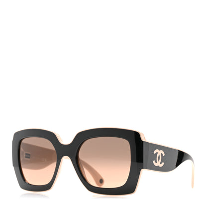 Chanel Acetate Square Sunglasses 6059 Black Beige 1 of 9