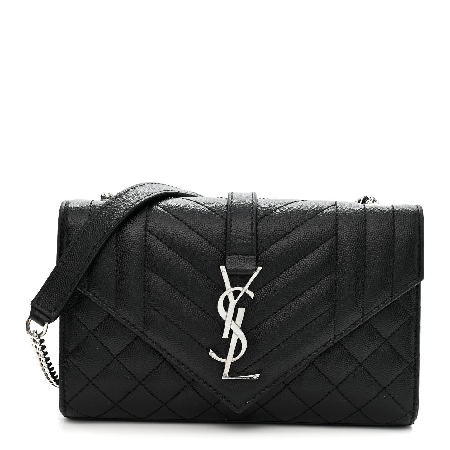Grain De Poudre Textured Mixed Matelasse Triquilt Small Monogram Satchel Black
